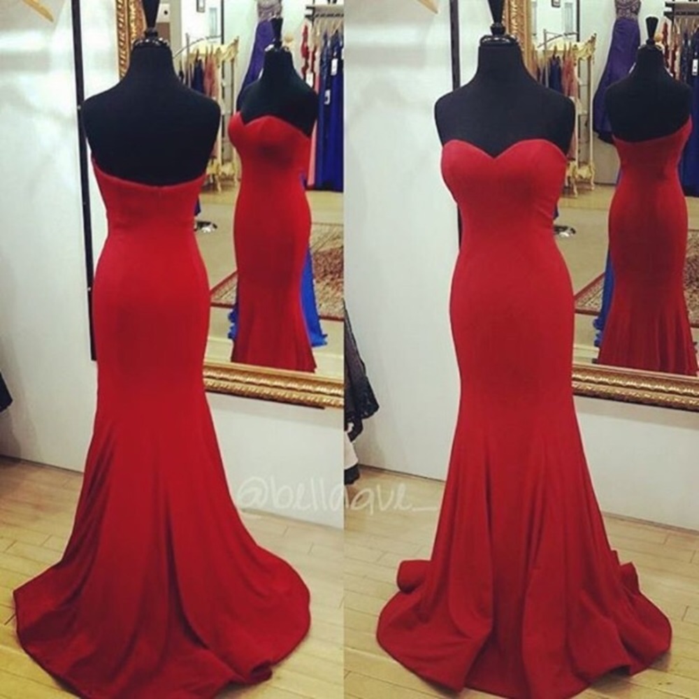 Red Jovani Sweetheart long formal dress.